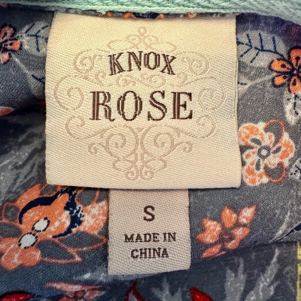 Knox Rose Women’s Boho Gray Multicolor Floral Peasant Top Size S - Picture 4 of 7
